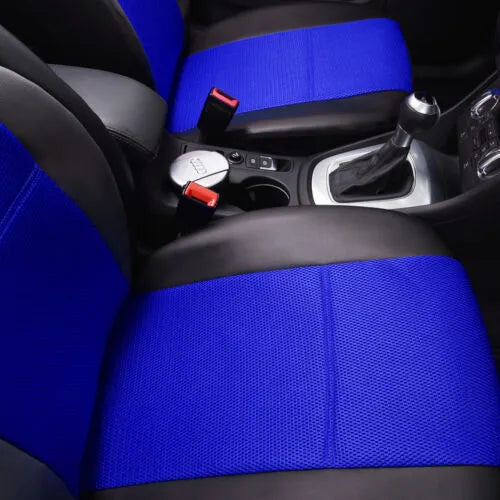 Artificial leather car seat covers in multiple colours with front seat, back seat, and headrest components