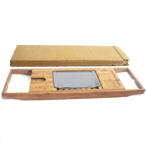 Bamboo bathtub frame storage organiser with single-floor desktop design for bathroom use