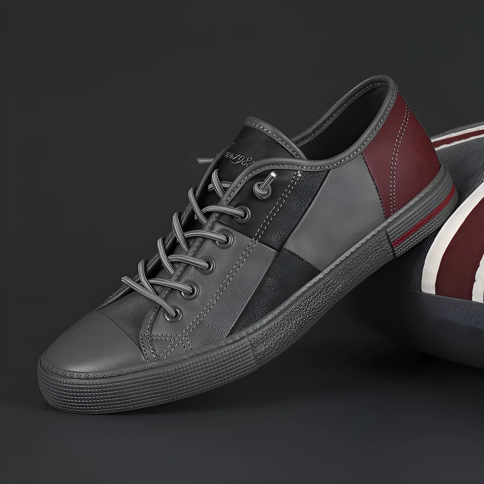 Men's colour-matching leather shoes with elastic band closure and round toe design in multiple colour options