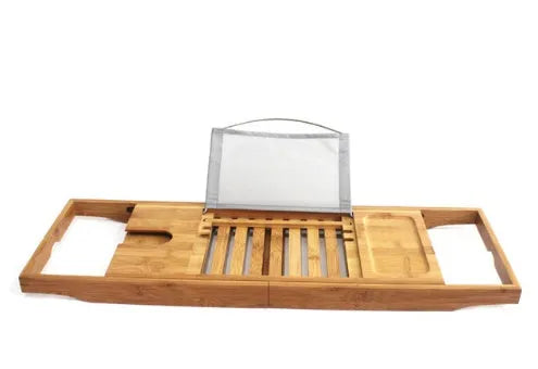 Bamboo bathtub frame storage organiser with single-floor desktop design for bathroom use