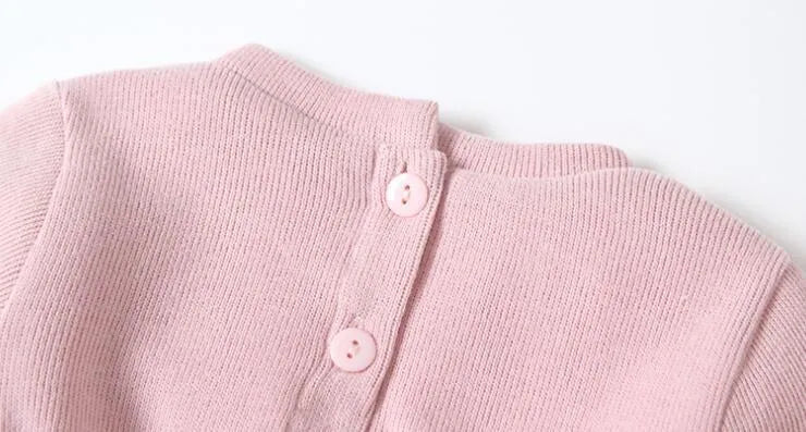 Baby girl pink plus velvet dress with long sleeves and mesh detail
