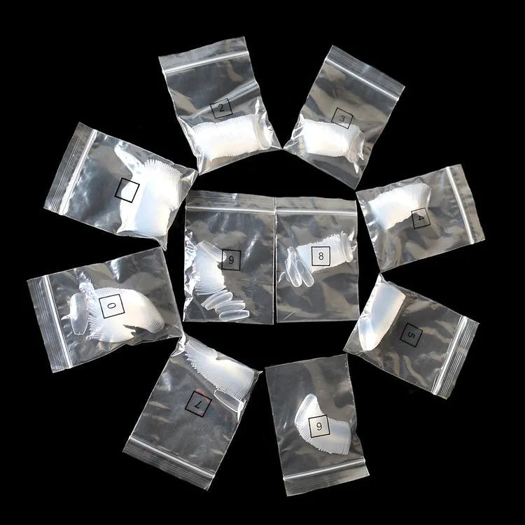 500 clear acrylic false nails in 10 sizes with natural transparent colour for professional or home nail applications