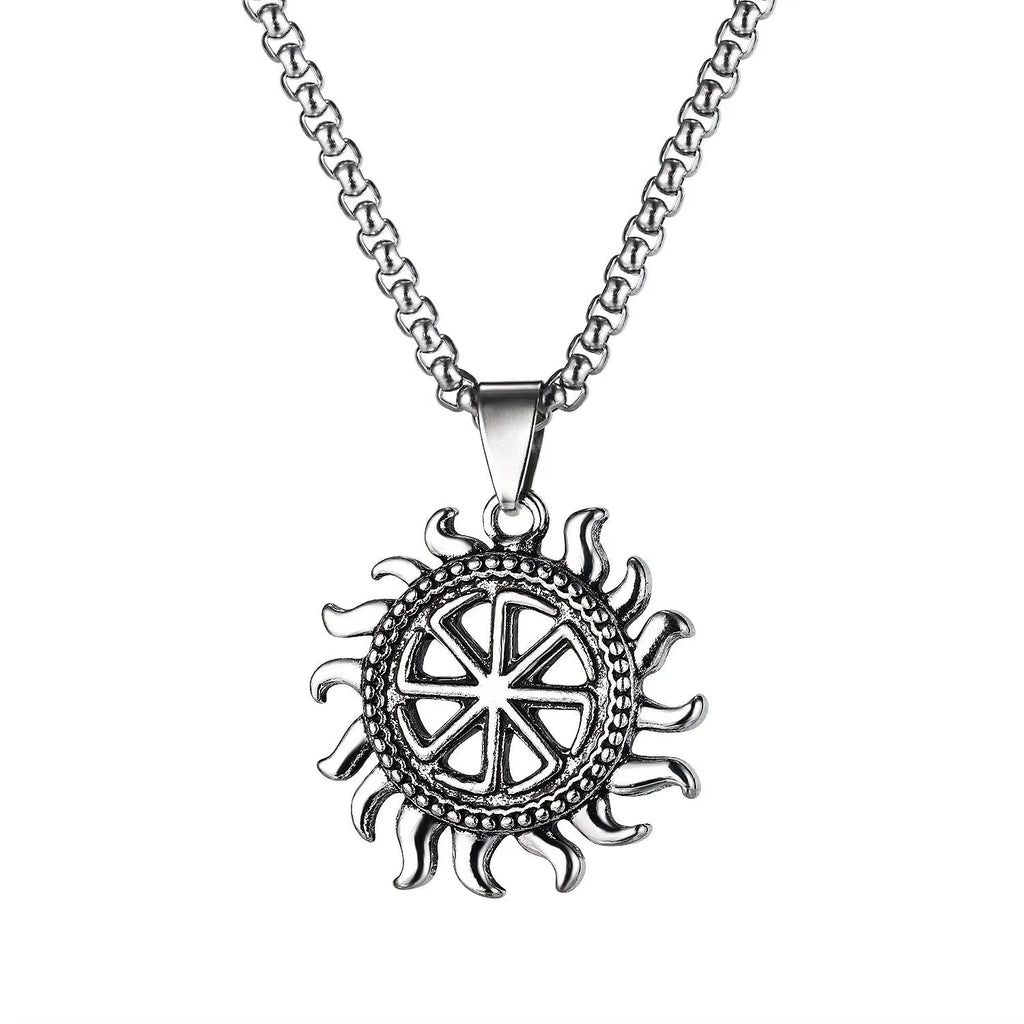Men's silver skull necklace with stainless steel chain and alloy pendant