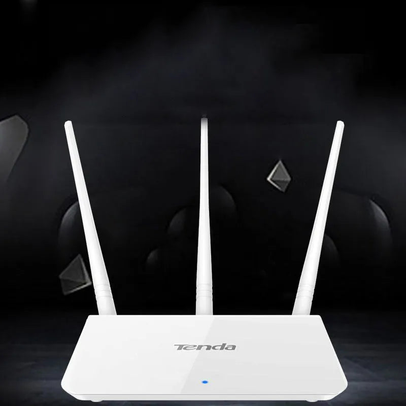 White dual-band wireless router for 2.4GHz and 5GHz broadband networks with wired connectivity