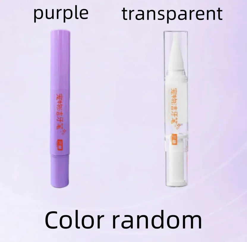 White and blue pet toothbrush pen for dog and cat teeth cleaning.