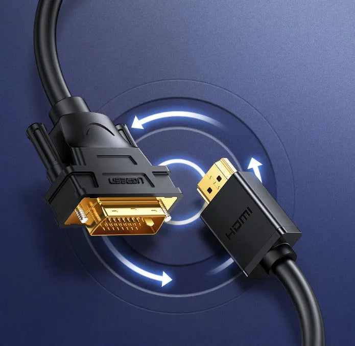 HDMI converter adapter cable for laptop to external display with round rotating connector