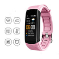 Black TPU sports pedometer bracelet with 0.96-inch screen displaying fitness metrics