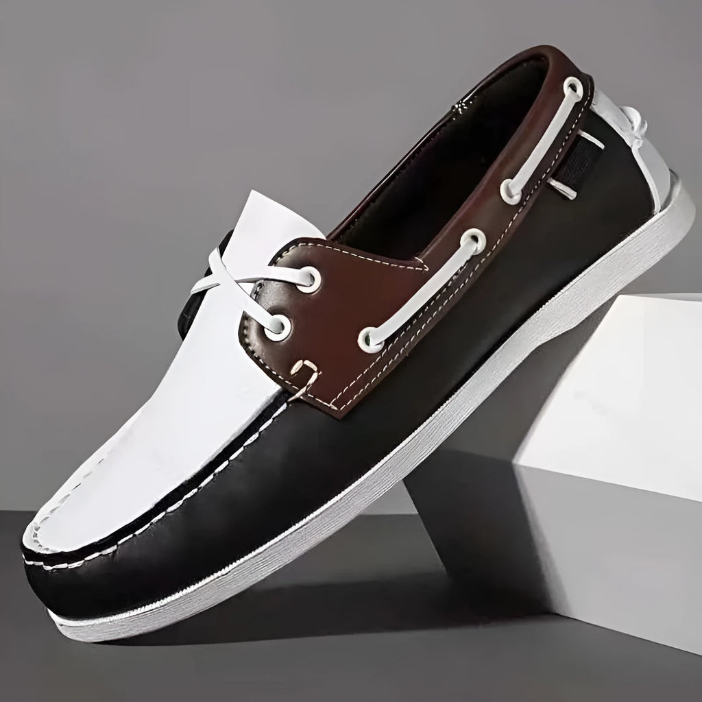 Men's British style casual shoes with artificial PU upper in solid colours with flat heel and round toe design