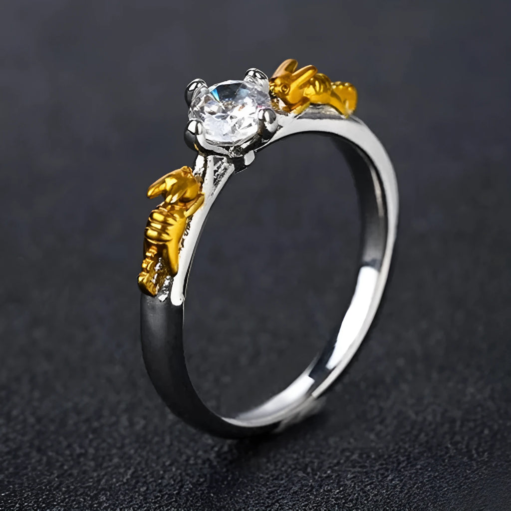 Black gold crystal crown ring on copper base with multiple size options for cosplay