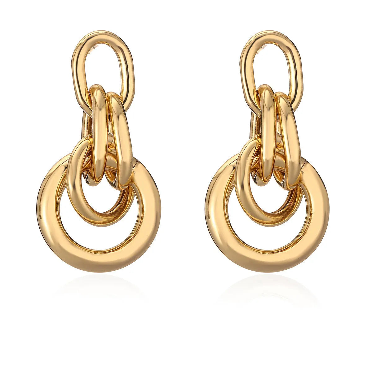 A pair of gold-coloured geometric earrings with an irregular, high-profile wild design for women.