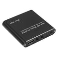Compact blue media player with remote control showing HDMI port and storage slots