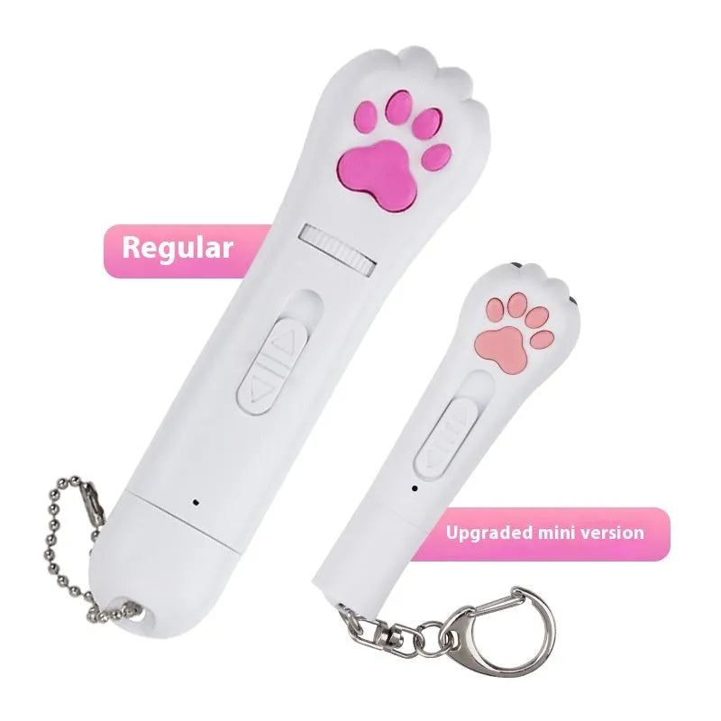 Infrared cat teasing stick with laser patterns showing cat footprints design in blue colour option