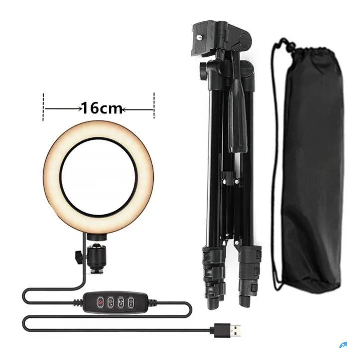 Adjustable aluminium phone stand extended to maximum height with smartphone mounted