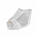Korean platform sandals with hollowed-out heel, chunky waterproof sole, and lace-up mesh upper in black colour