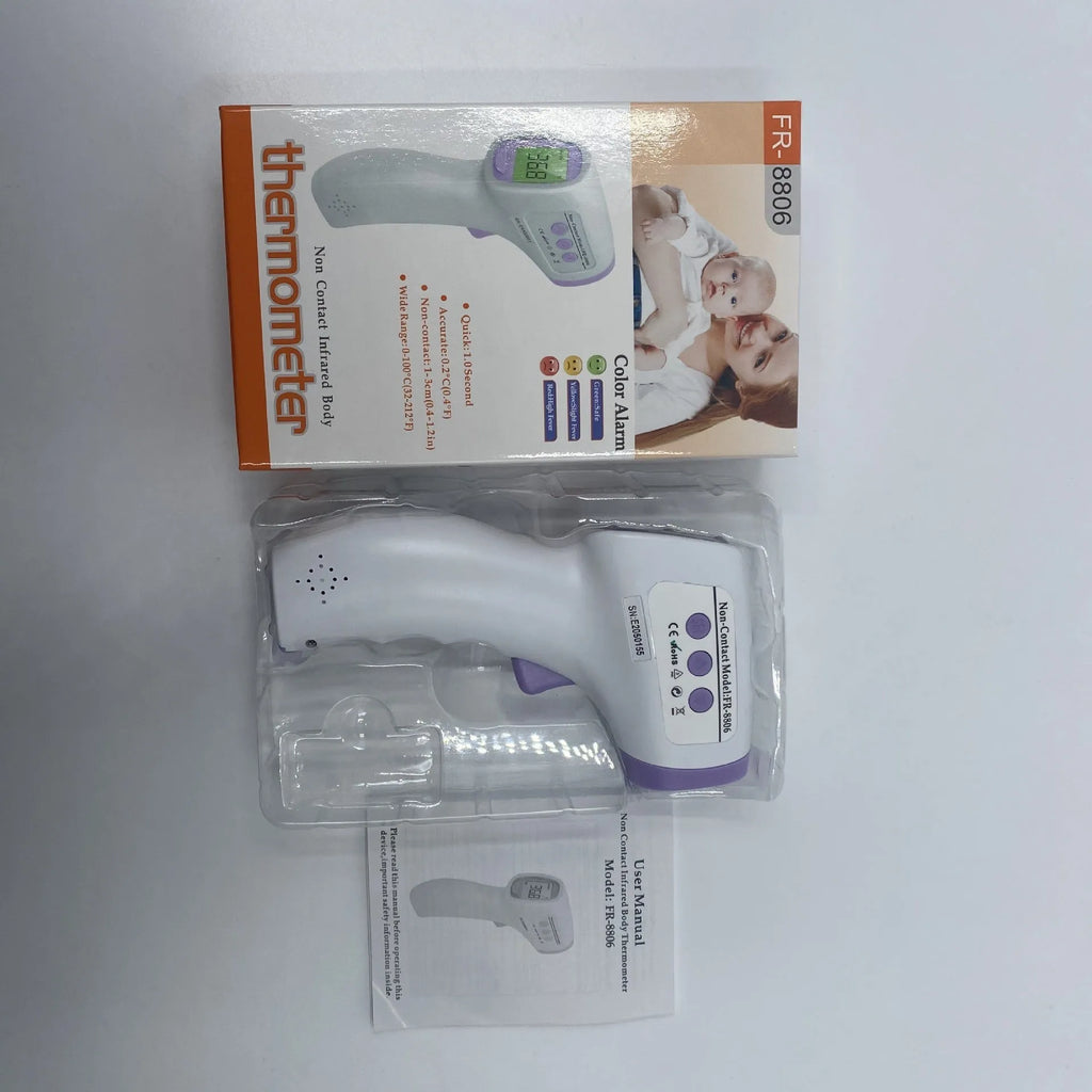 White digital thermometer with non-contact temperature measurement capability