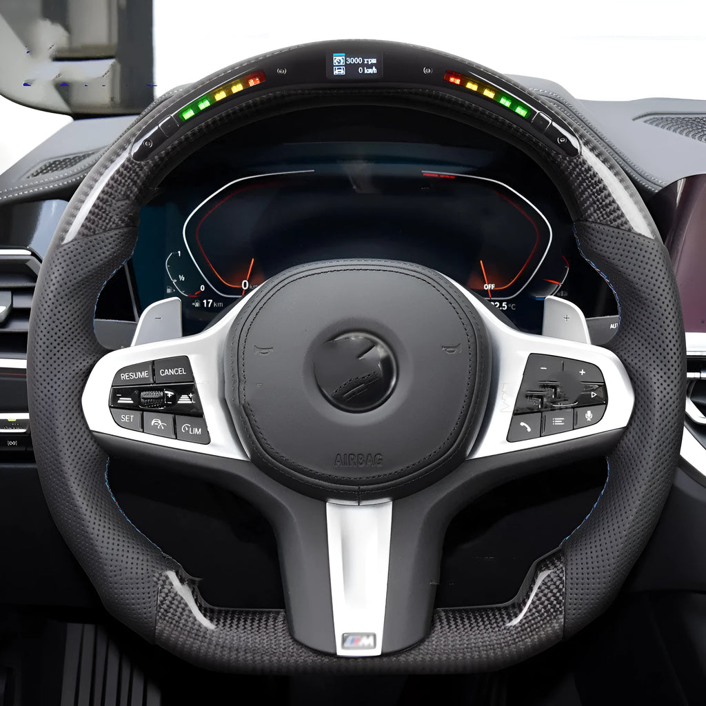 Black carbon fibre LED steering wheel for BMW X3 X5 2019 530i M Sport Package