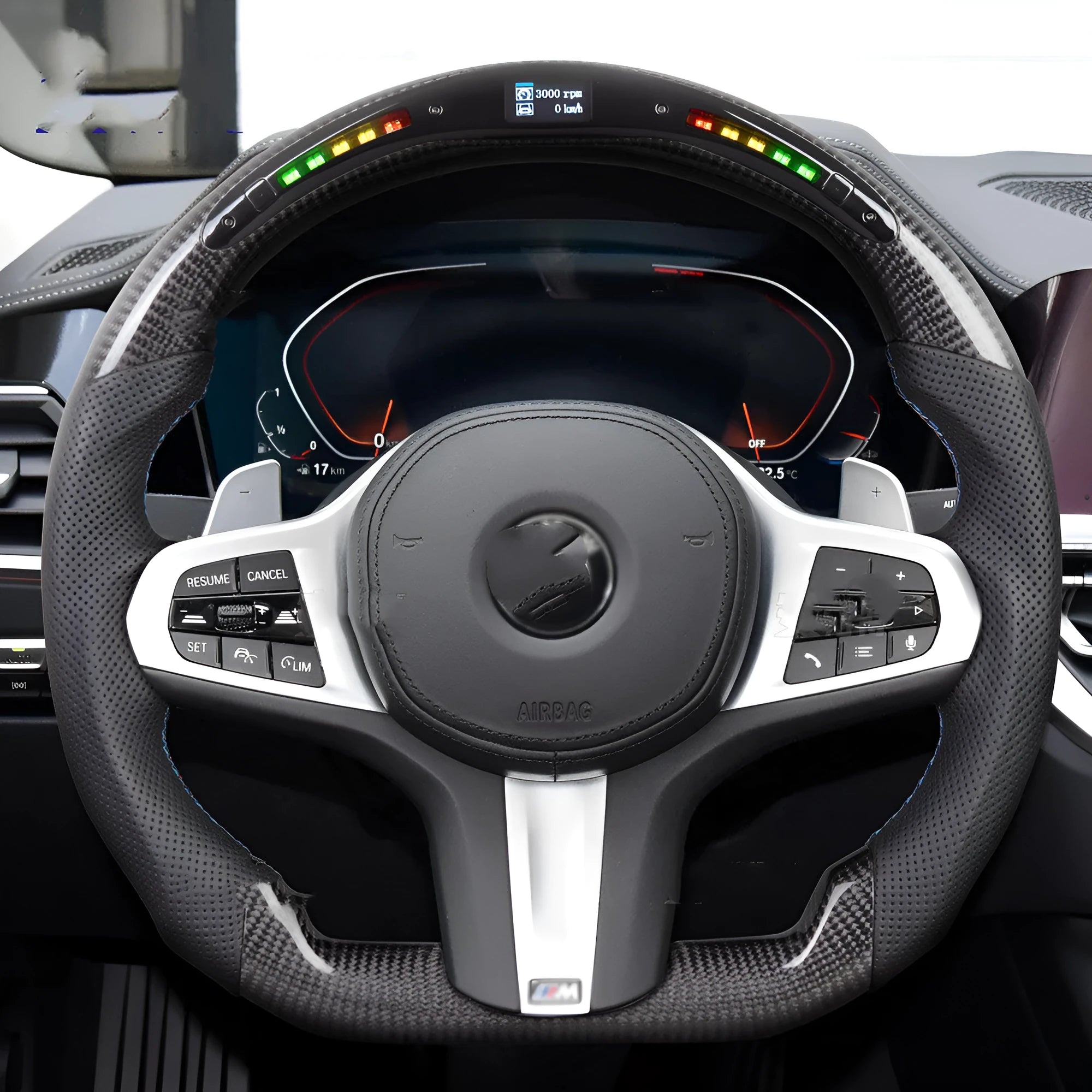Black carbon fibre LED steering wheel for BMW X3 X5 2019 530i M Sport Package