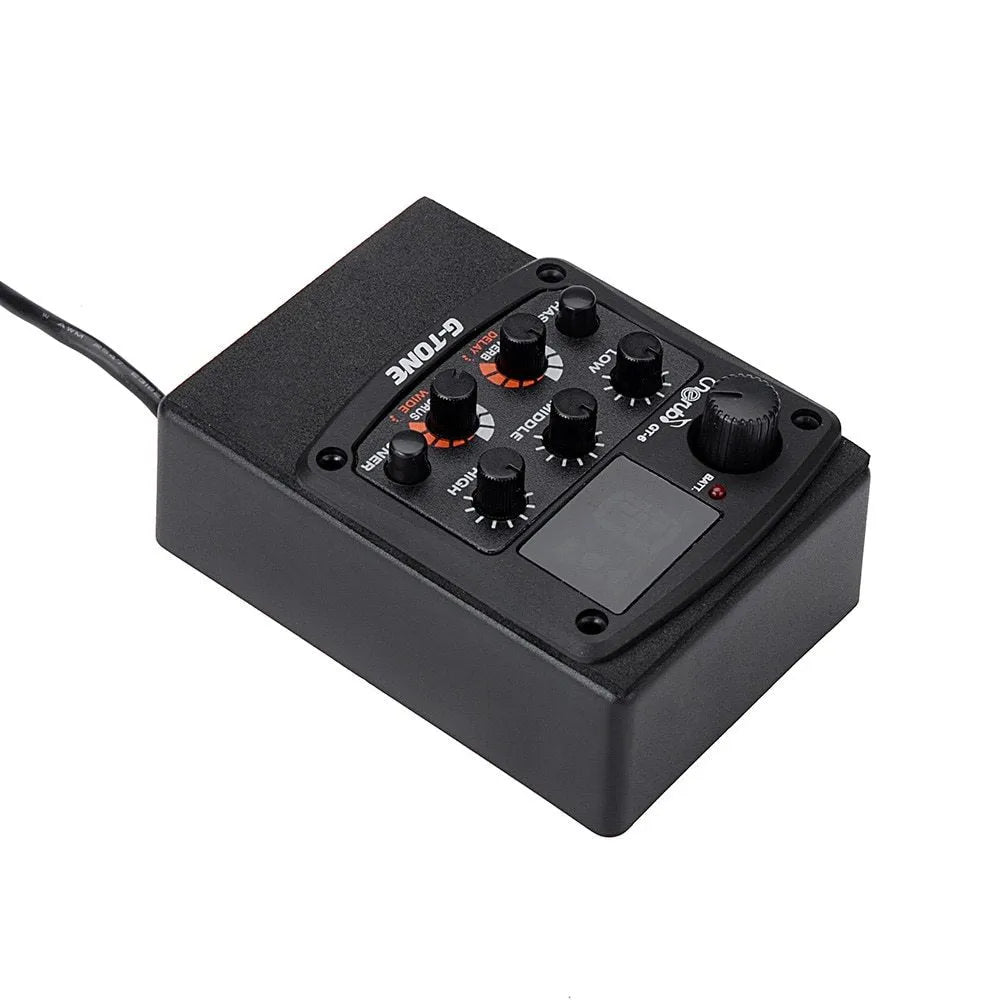 Cherub GT-6 black acoustic guitar EQ equaliser and piezo pickup system with control knobs