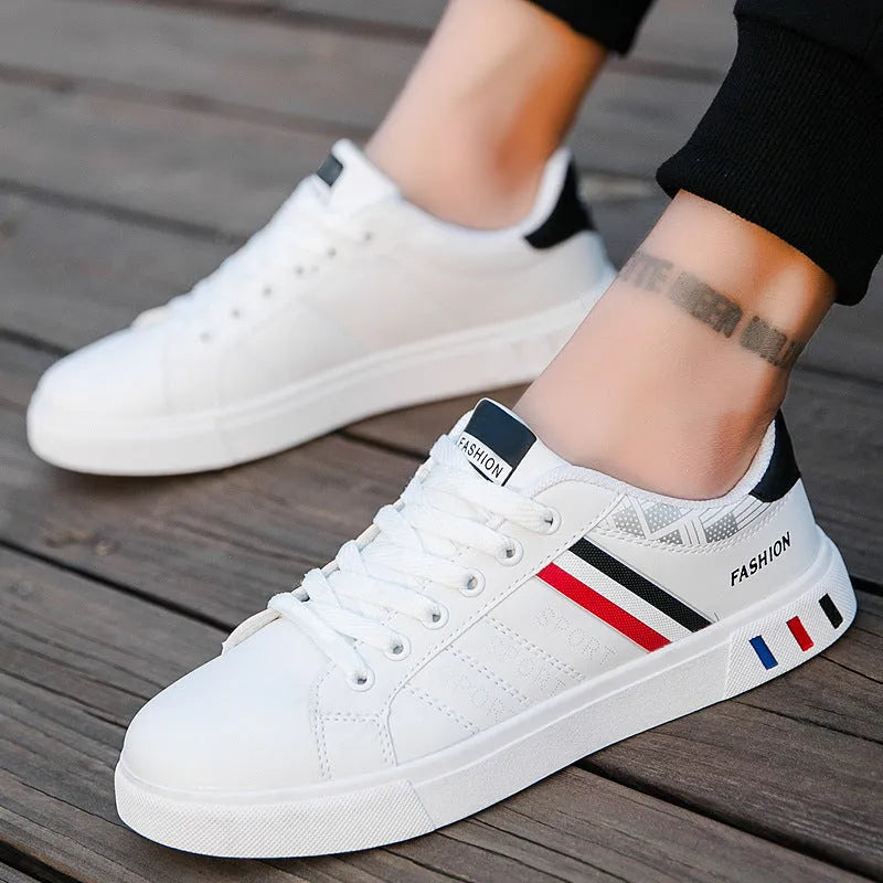 Men's black sports shoes showing size label with Asian-European conversion chart