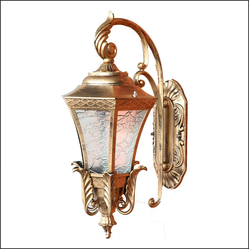 European-style outdoor wall light in black or bronze finish with IP54 waterproof rating