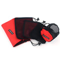 Set of five red outdoor travel storage bags with zippers made from Oxford cloth and mesh