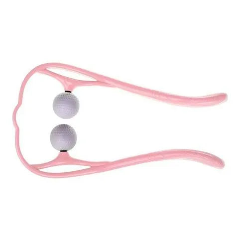 Plastic pressure point neck massager with adjustable stand and removable heads in blue, green, or pink