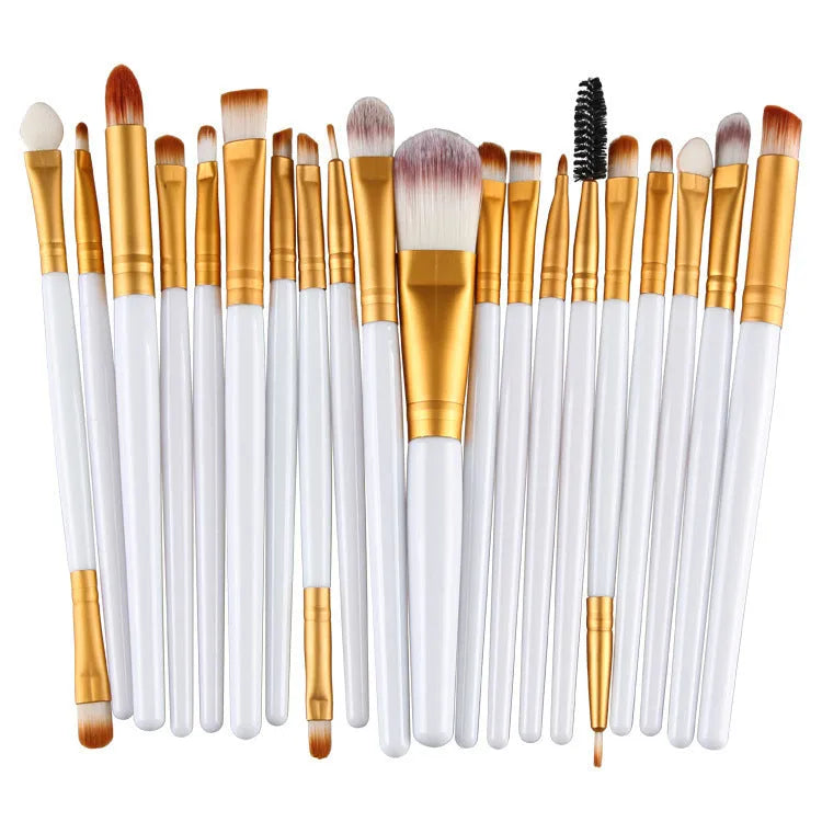 Cosmetic brush kit with nylon bristles and plastic handle, 14cm total length