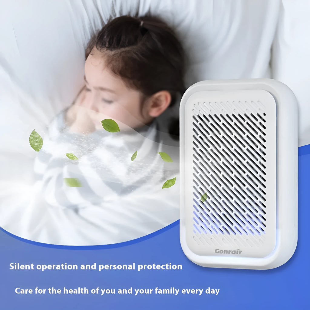 White wall-mounted air purifier with filter screen for small rooms