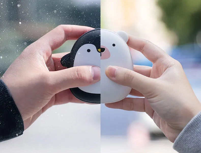 USB rechargeable electric hand warmers with cartoon penguin and polar bear designs