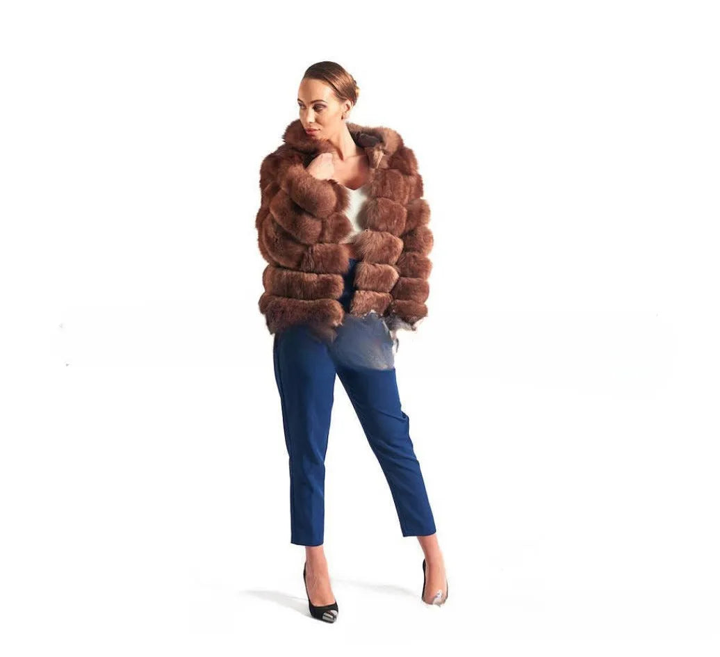 Women's loose-fitting artificial fur hooded coat in street fashion style