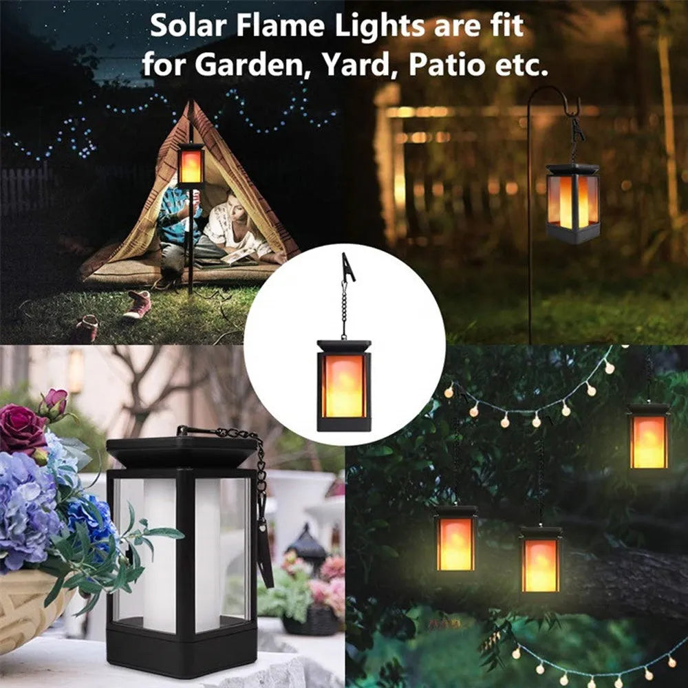 Antique flame design solar street lamp for outdoor garden lighting with black finish