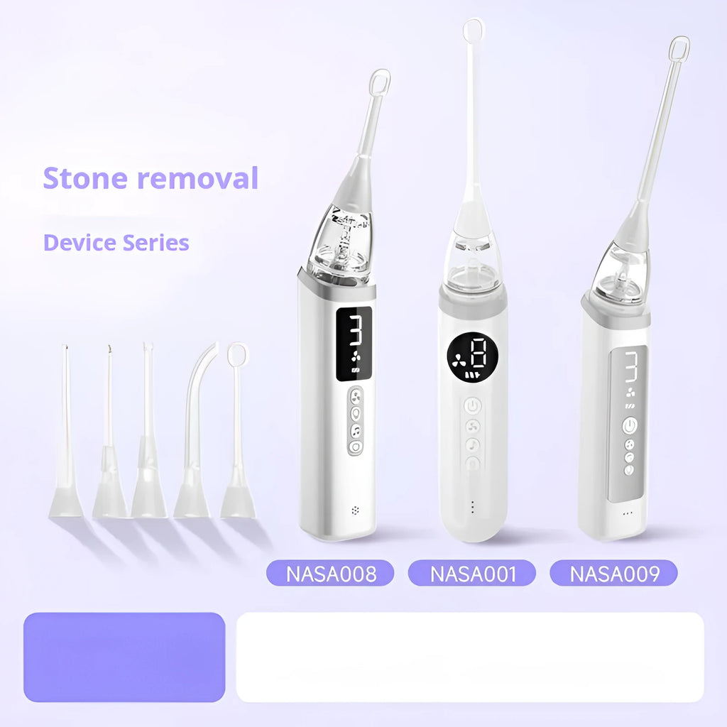 Milky white tonsillar extractor oral cleaning tool set for tonsil stone removal