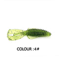 PVC soft bait fishing lure on a hook showing one of twelve colour options, with 8cm and 12cm sizes available.