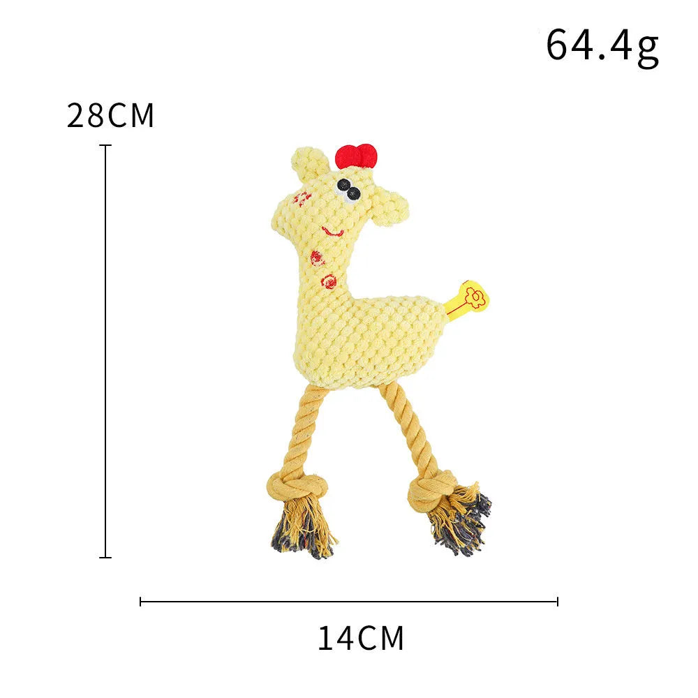 Blue plush deer-shaped pet toy with corn grain texture and sound feature for dogs and cats