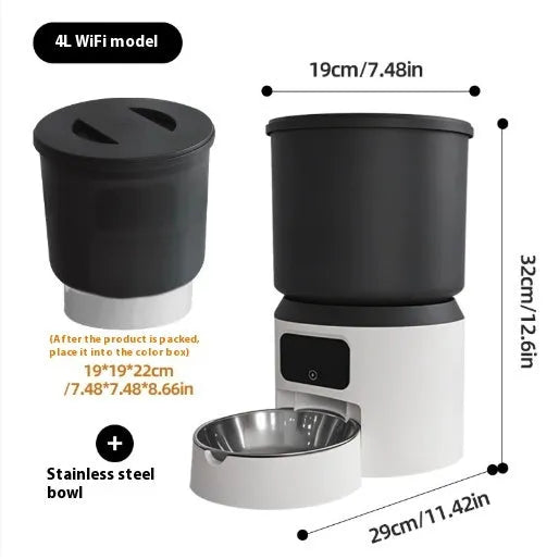 4L smart pet feeder with mobile app control and optional camera for cats and dogs