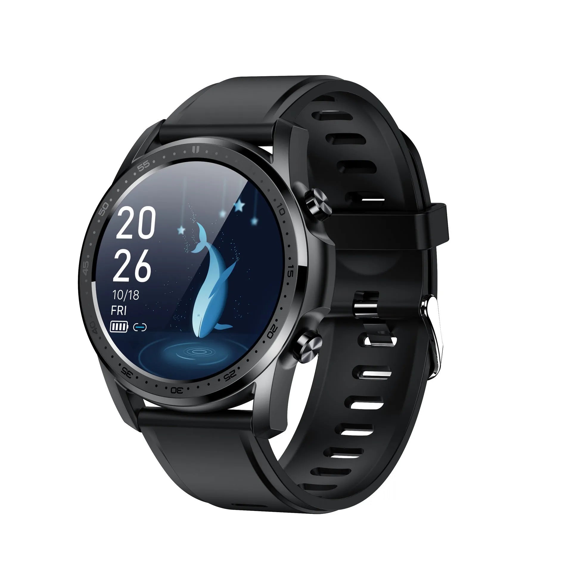 Youth2 Black smart bracelet with body temperature monitoring on a wrist, showing its 1.3-inch touch screen.