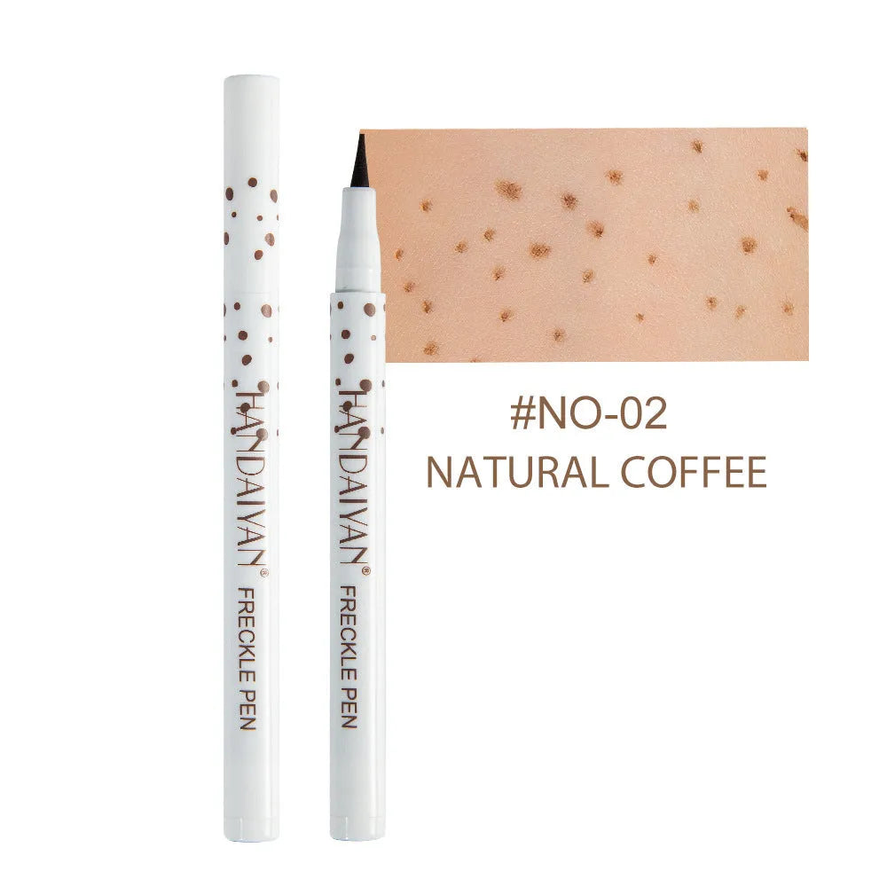 Dark brown cosmetic freckle pen with a precision tip for natural-looking face and body makeup.