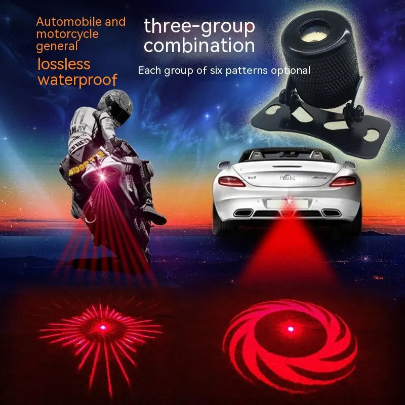 Motorcycle laser fog lamp with anti-collision warning system in aluminium housing
