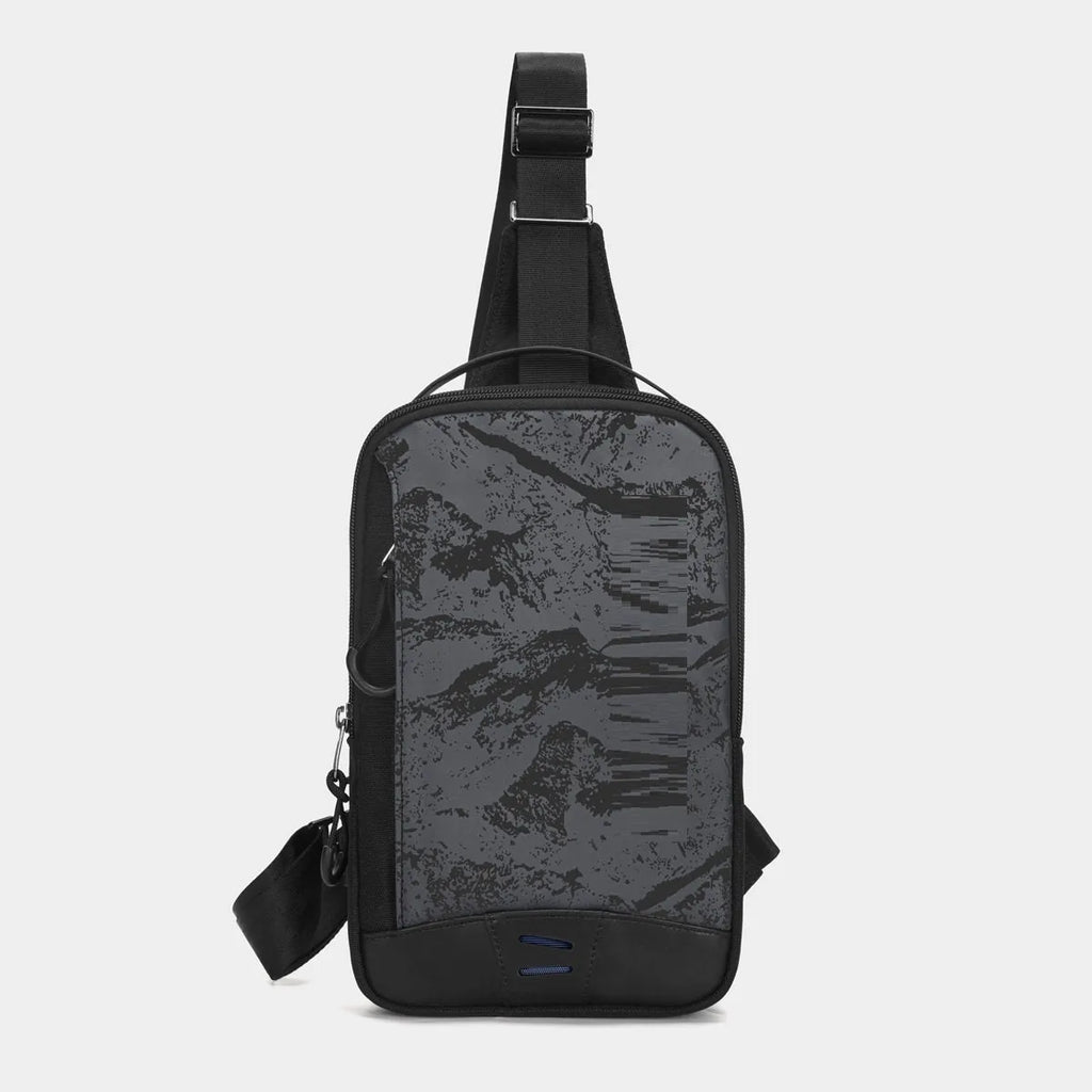 Casual black TPU camouflage chest bag with single shoulder strap and soft handle