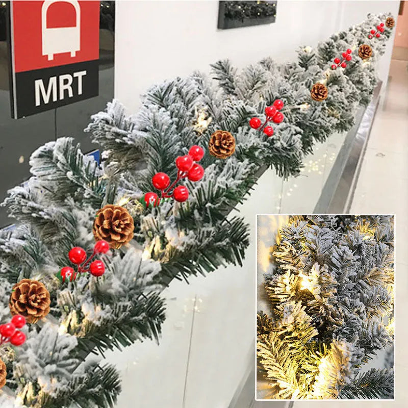 Decorative rattan vine with flocking snow finish for Christmas decoration in three length options