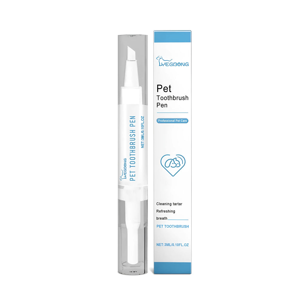 Pet dental care brush for dogs and cats with 3ml product, measuring 1.1x12.5cm