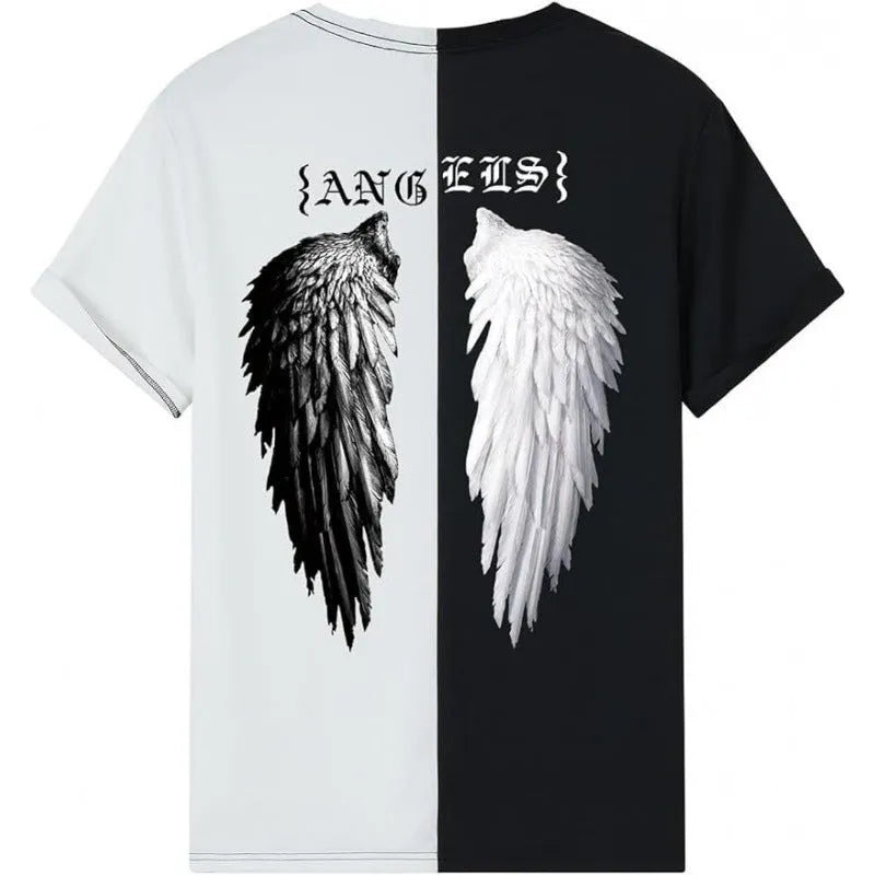 Men's printed street sports T-shirt with digital pattern on polyester fabric