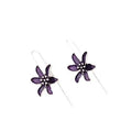 Purple flower-shaped alloy earrings with retro elegant design and electroplated finish