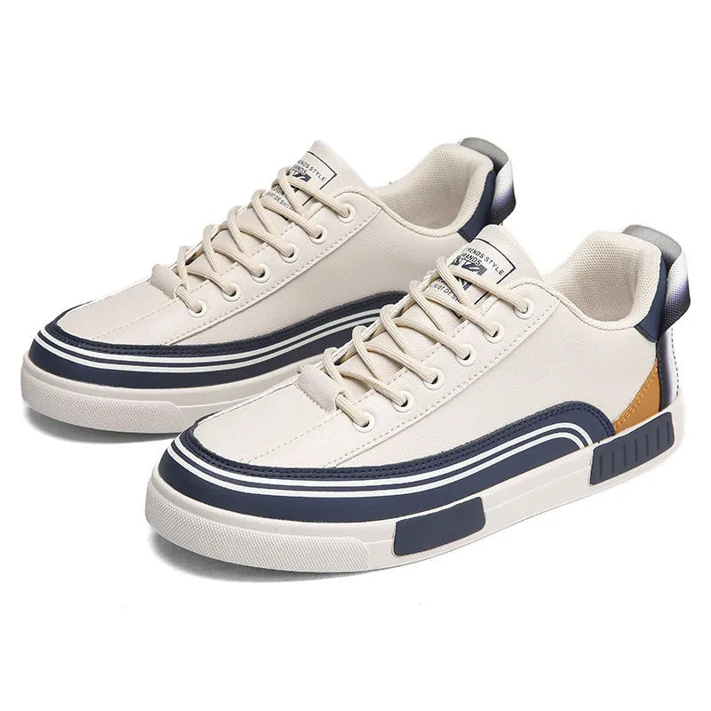 Men's canvas casual shoes with mesh panels in beige and white with green colour options