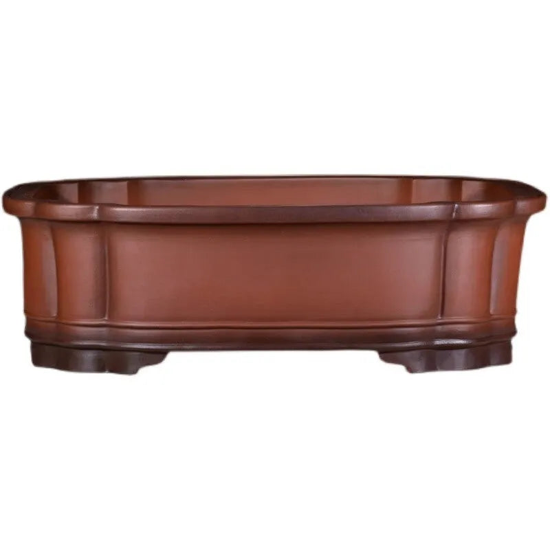 Large rectangular antique finish purple clay flowerpot for bonsai and large plants.