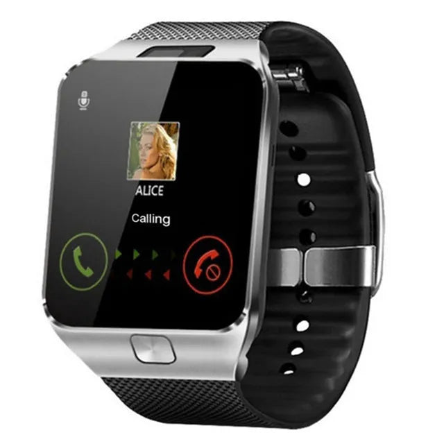 Black Bluetooth smart watch with a 1.44-inch touch screen on an adjustable strap