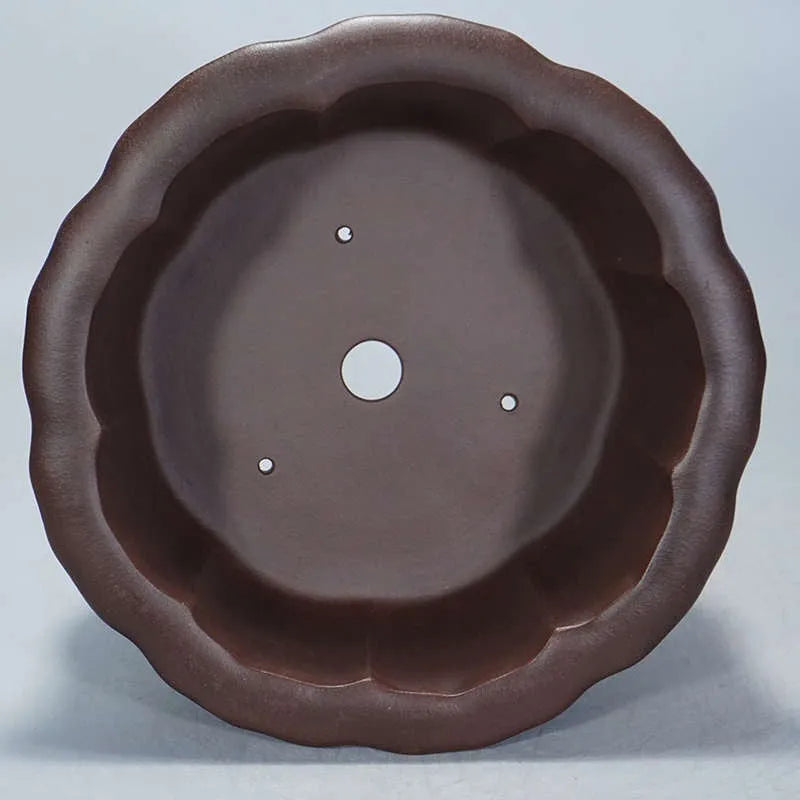 Chinese classical style purple sand flower pot with petal basin shape for succulents.