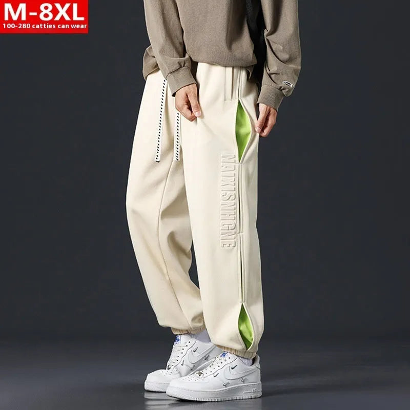 Men's loose cotton trousers with ankle banding and skinny leg design in black colour