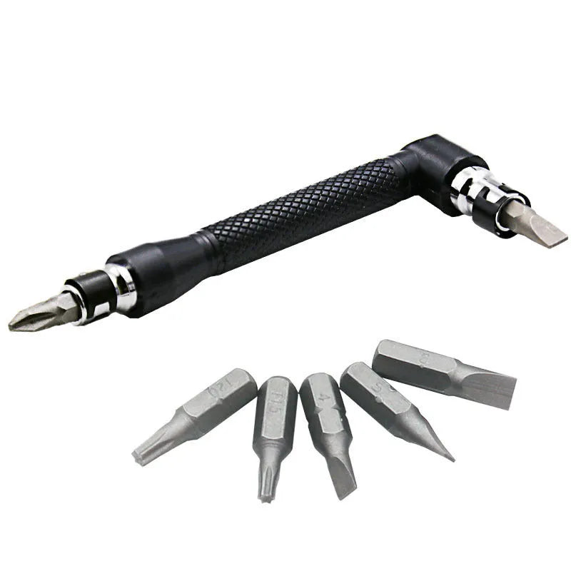 L-shaped double-ended socket wrench with ten drill bits for mechanical work