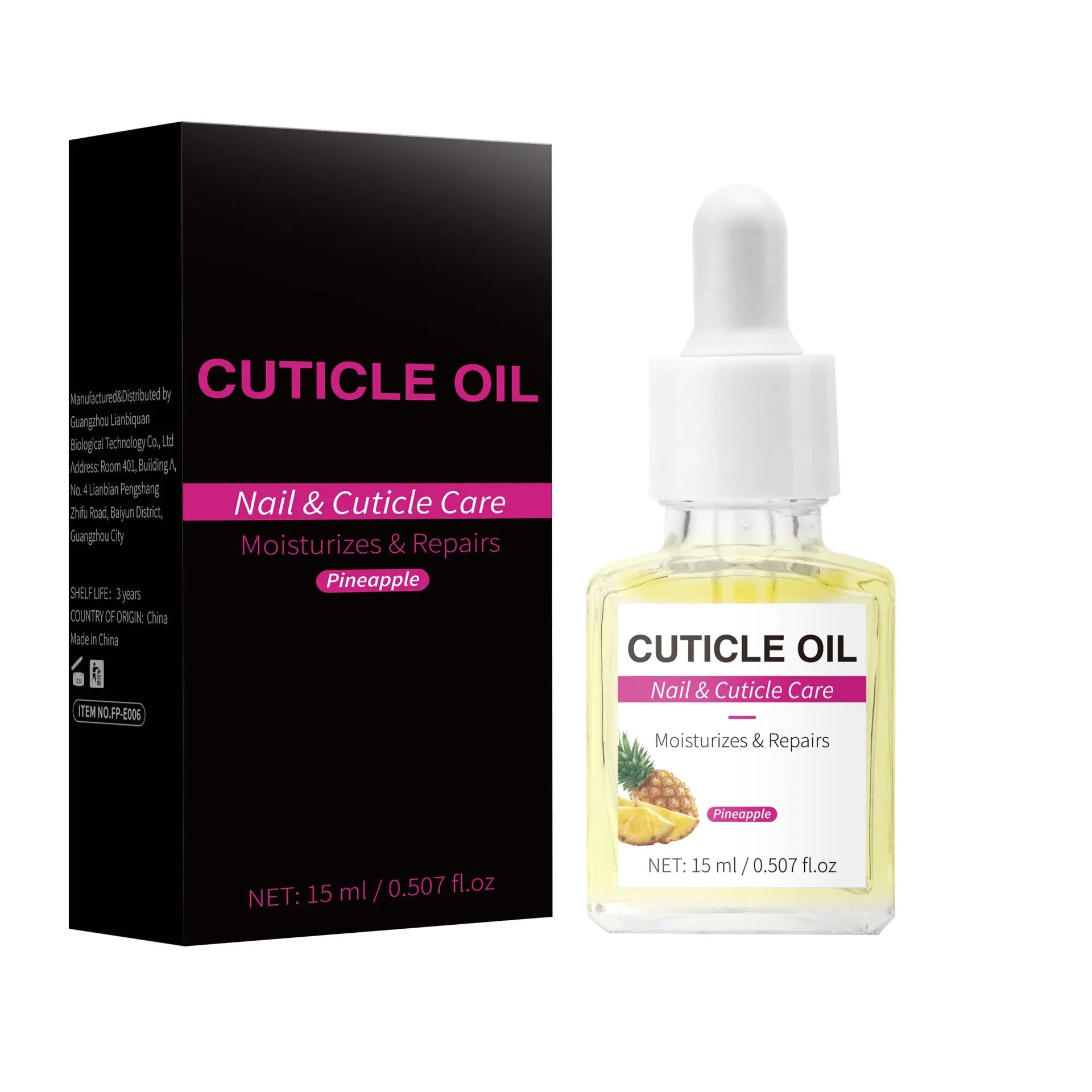 15ml nail cuticle oil bottle with brush applicator for dry cuticle treatment